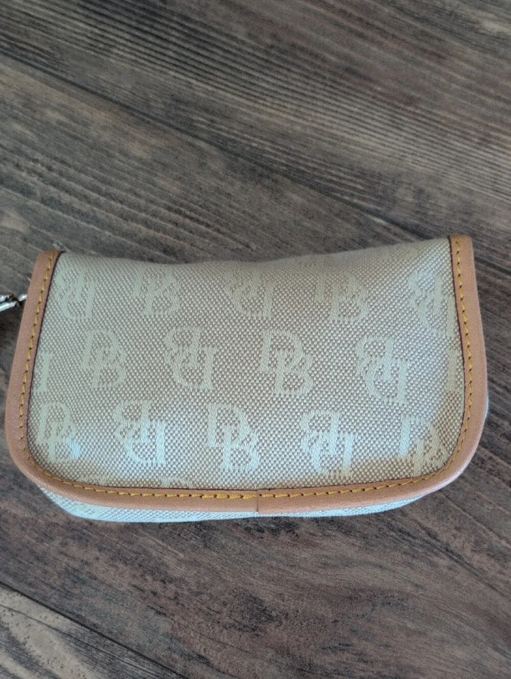 Dooney & Bourke Monogram Canvas Wristlet Clutch with Vachetta Leather Trim  630A